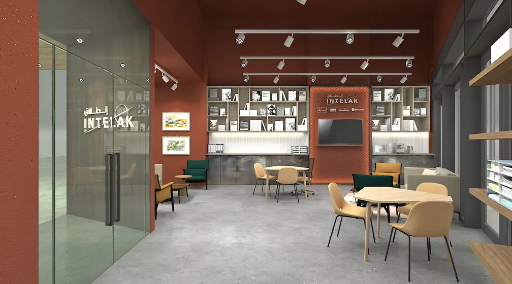 Design render of the co-working space entrance