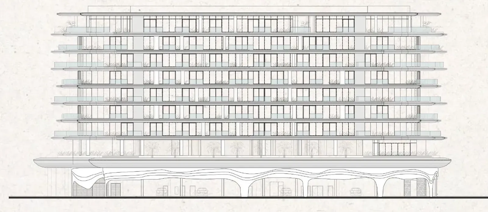 Back elevation drawing of Lia Residence