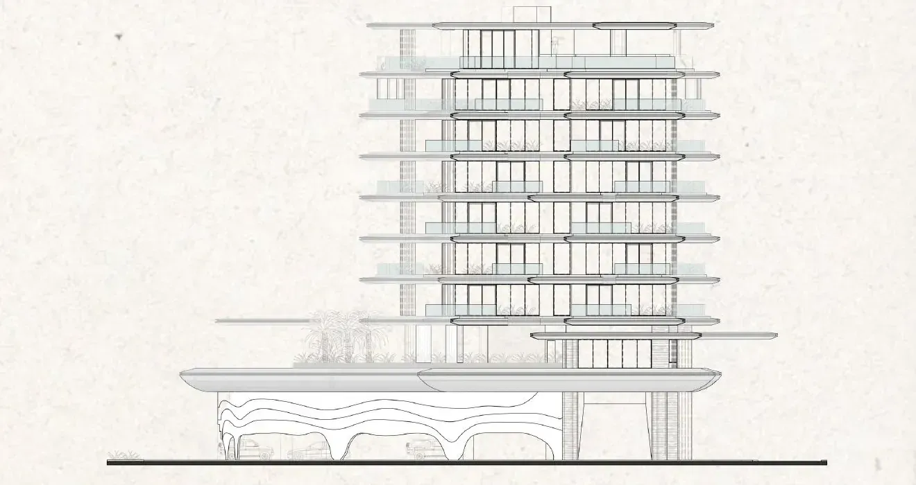 Left elevation drawing of Lia Residence