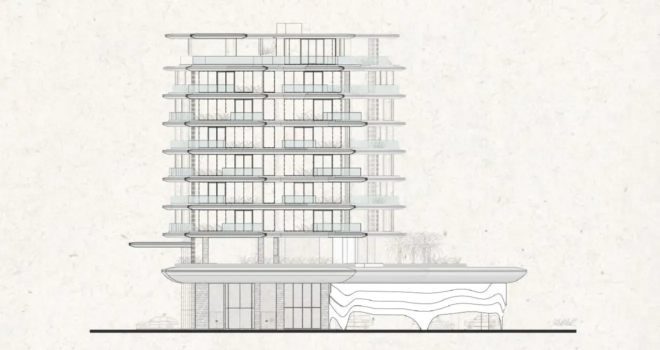 Right elevation drawing of Lia Residence