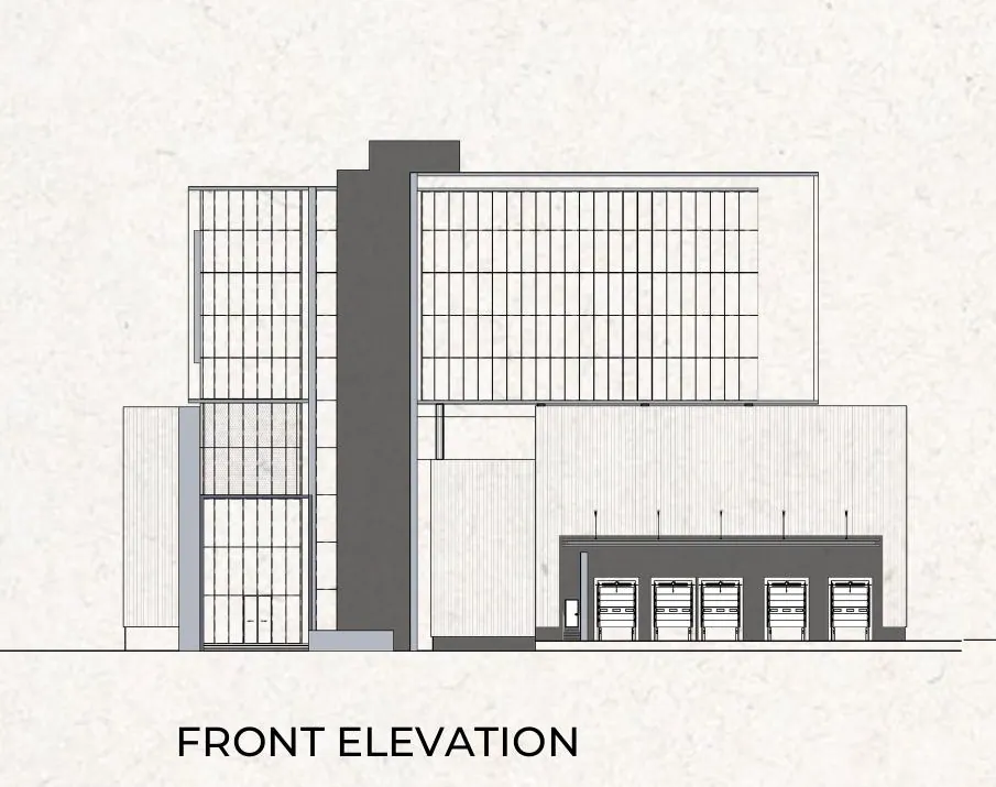 Front elevation drawing of the Logistic Complex